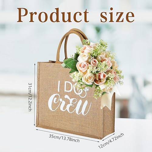 Miniatura 4 de Sadnyy 10 bolsas de regalo para dama de honor, bolsas de mano con asas, grandes de arpillera, regalos de dama de honor, reutilizables, para