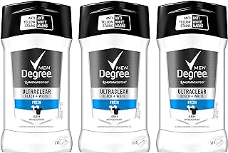 Degree Motionsense Antiperspirant For Men - Ultraclear Black + White - Fresh - Net Wt. 2.7 OZ (76 g) Per Stick - Pack of 3 Sticks