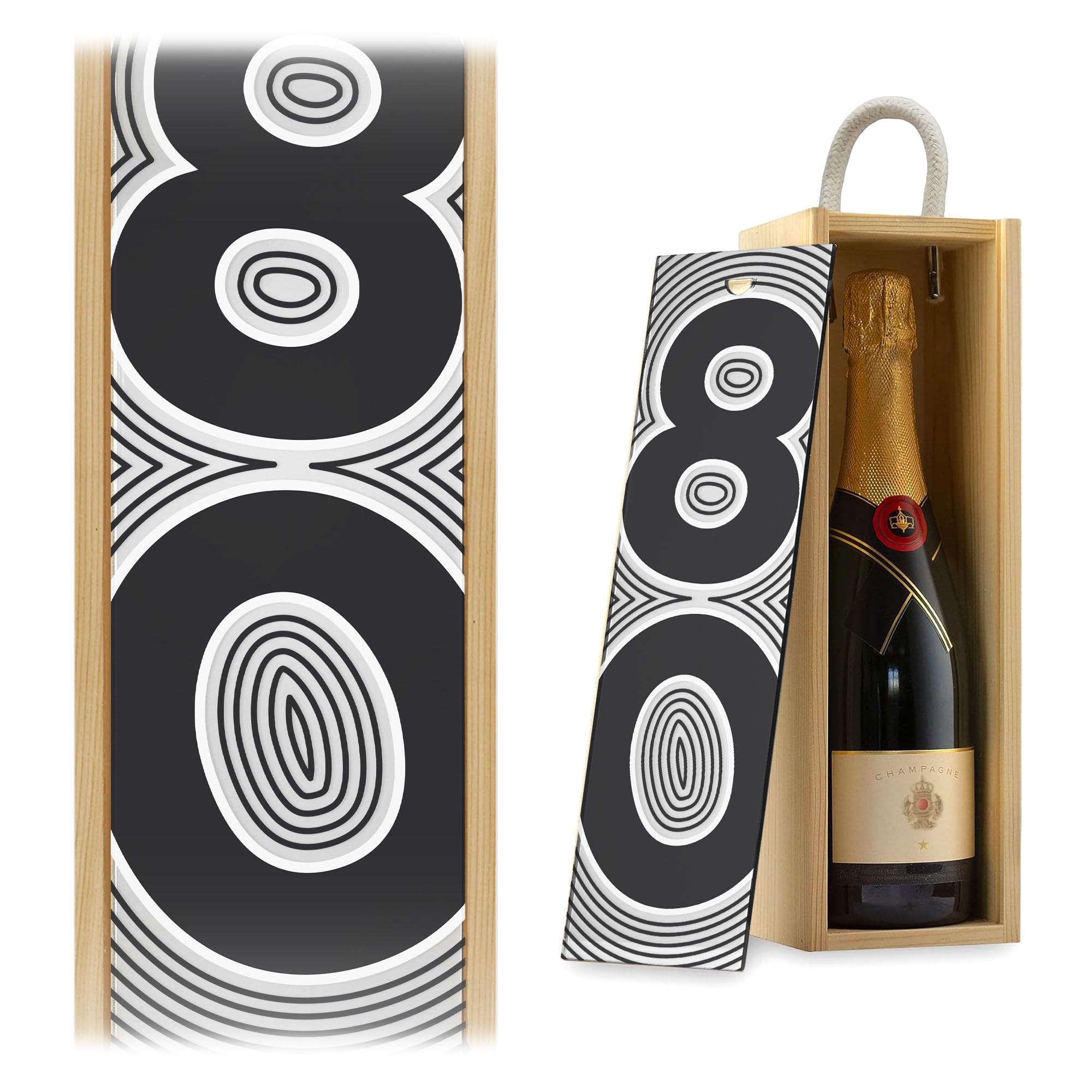 A1 Graphics Ltd 80th Birthday Champagne Wine Gift Box Milestone Birthday Celebration Gift For Him Her Wine Lover Gift Box (Silver Mirror, Black Box)
