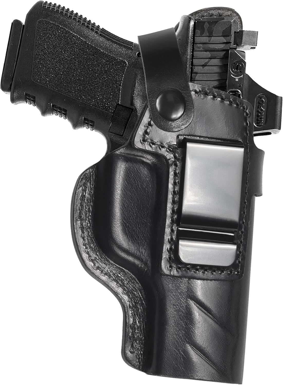 Full Grain Leather IWB Holster for Glock 19, Custom Made Fits Glock 19X, 19, 44, 45 Gen(1-5) & 23, 32 Gen(3-4)/ Optics Ready/Right Hand/Brown/Inside Waistband