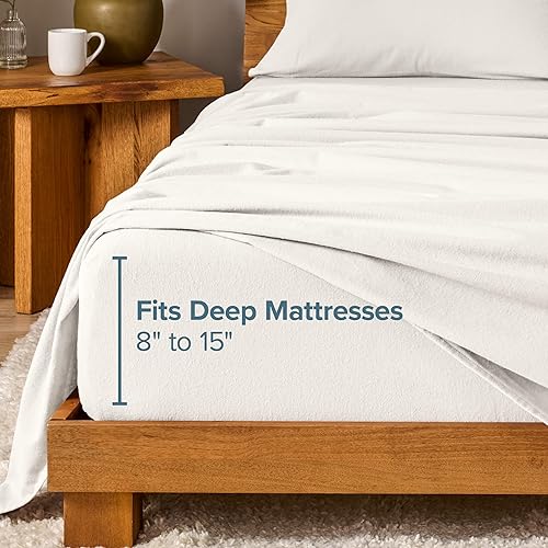 Vista 52 de Bare Home - Juego de sábanas de franela 100 % algodón, terciopelo suave y pesado, franela de doble cepillado, bolsillo profundo (Queen, color rojo)