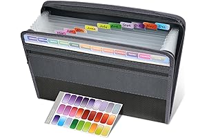 Sooez Accordion File Organizer with Safe Zipper and 12 Pockets