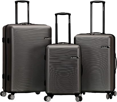 Rockland Skyline Hardside 3 Piece Spinner Wheel Luggage Set, 20"/24"/28", Grey