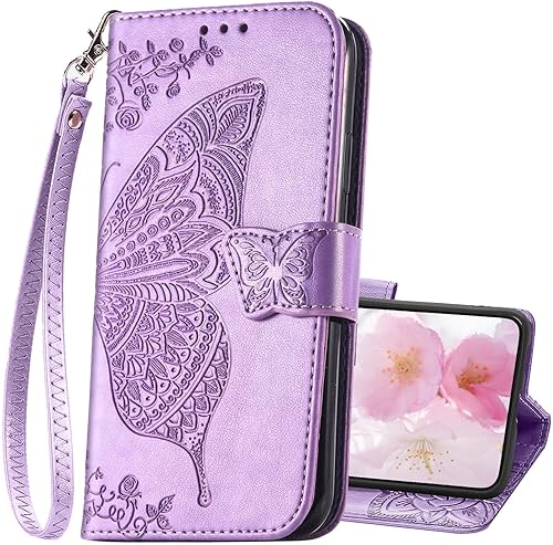 Funda diseñada para Samsung Galaxy S23 5G, funda con tapa para mujer con diseño de mariposa en relieve de piel sintética, soporte para tarjetas de