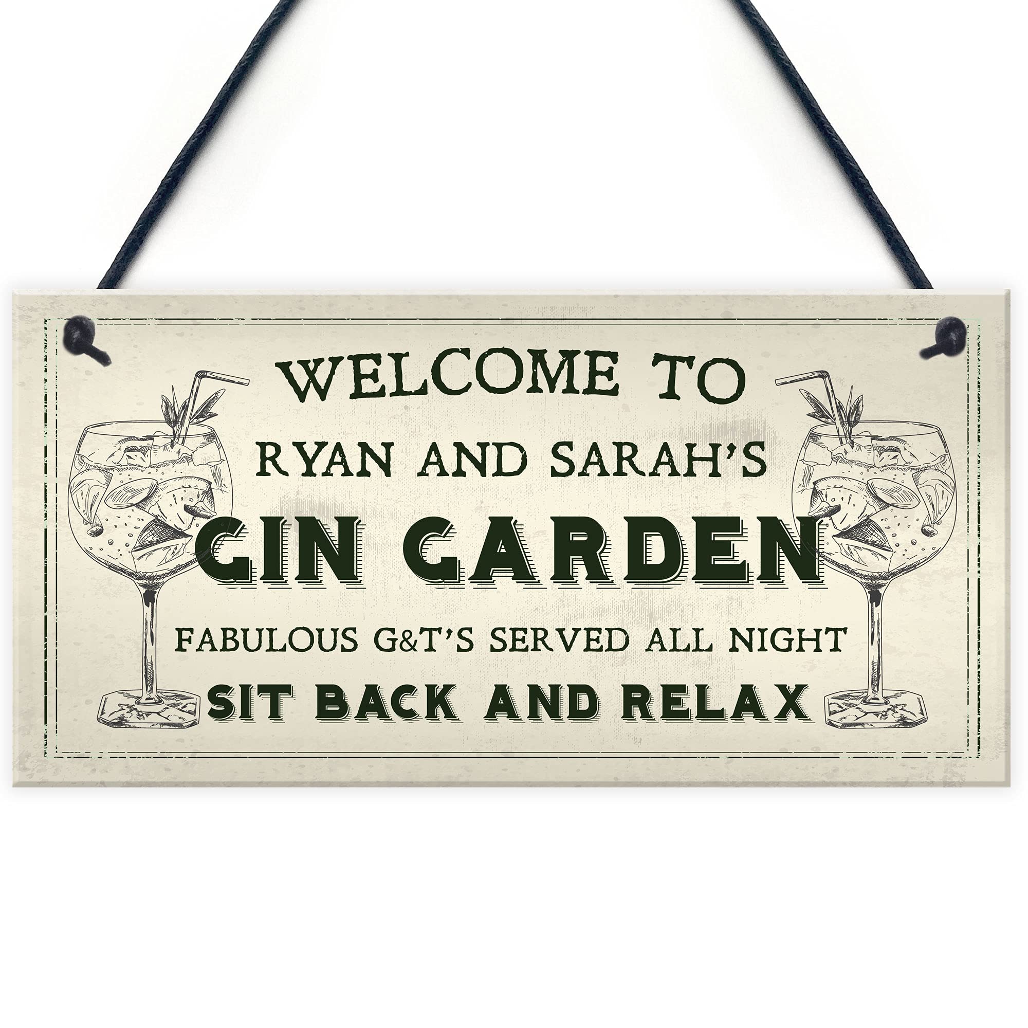 Welcome Gin Garden Sign Personalised Novelty Home Bar Sign Alcohol Gin Gift