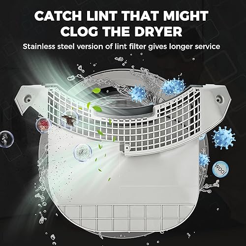 Miniatura 4 de Romalon ADQ56656401 Filtro de pelusa de secadora Malla de acero inoxidable con MCK49049101 Cubierta de trampa de pelusa para LG y Kenmore Secadora
