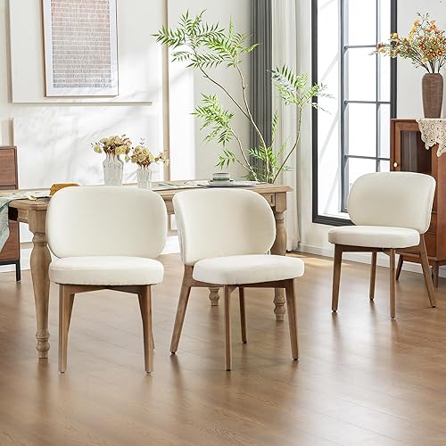 Miniatura 35 de Juego de 6 sillas de comedor YOUNIKE estilo mediados de siglo moderno, silla de cocina con respaldo alto de tela bouclé tapizada, silla sin brazos,