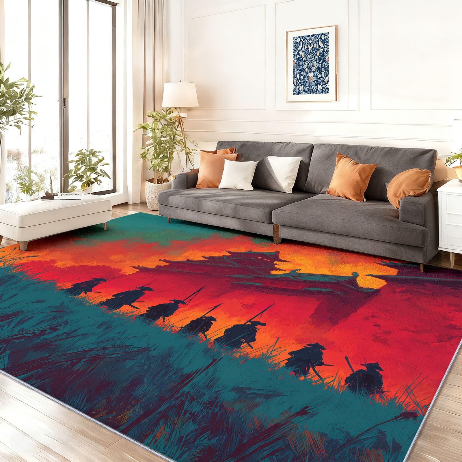 60 x 110 cm zamek roślina łąka armia zmywalny dywan do salonu