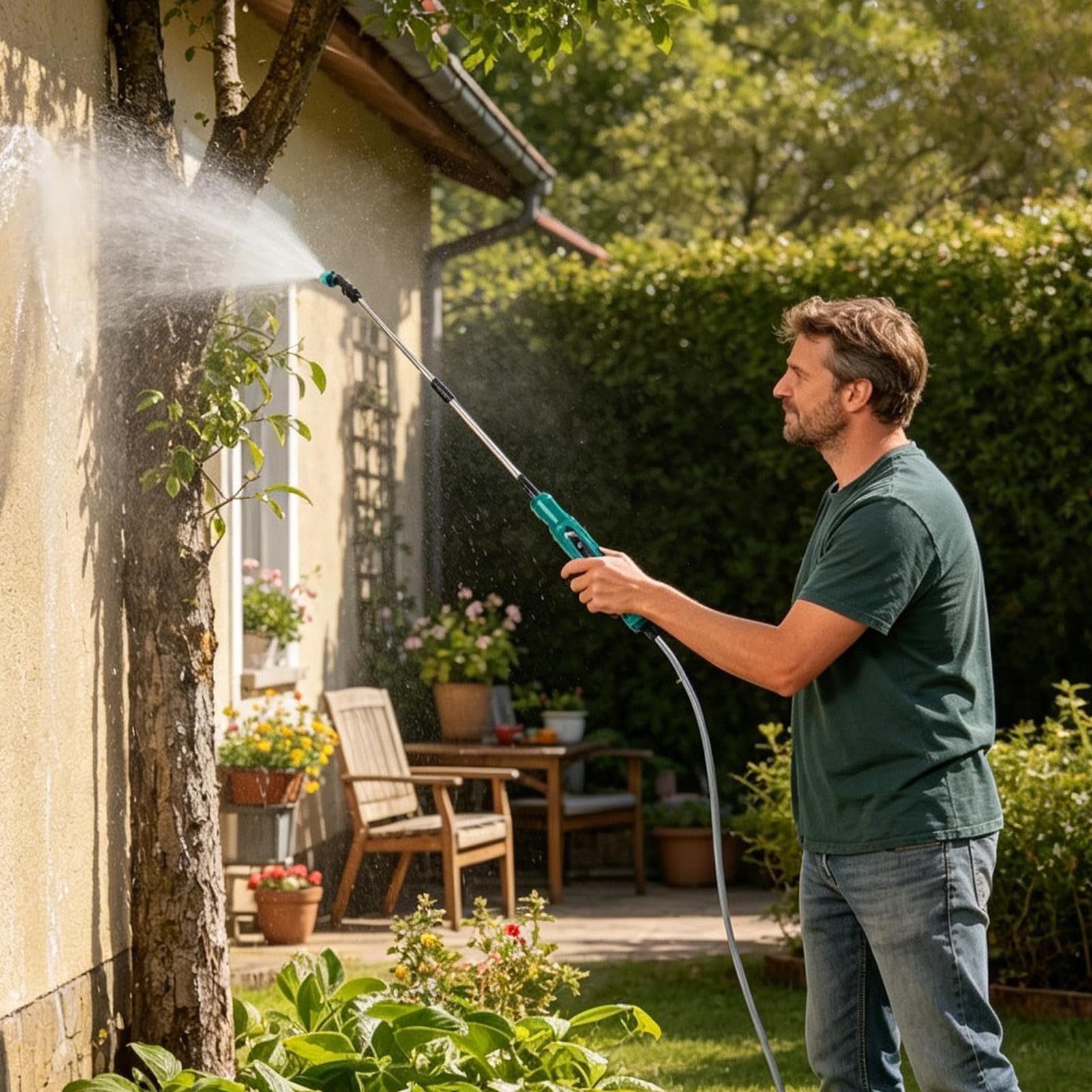 Spruzzatore d'acqua Elettrico A Mano Ricaricabile 2000 mAh con Tubo