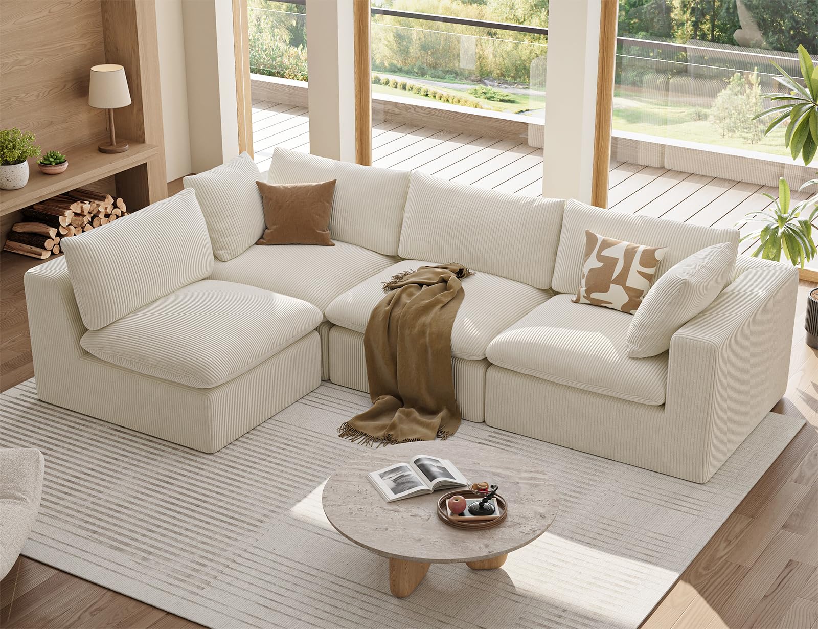106“ Cloud Sectional Couches Sofa for Living Room, Modern 4 Seats Couch Convertible L Shape Sofa, No Assembly Needed