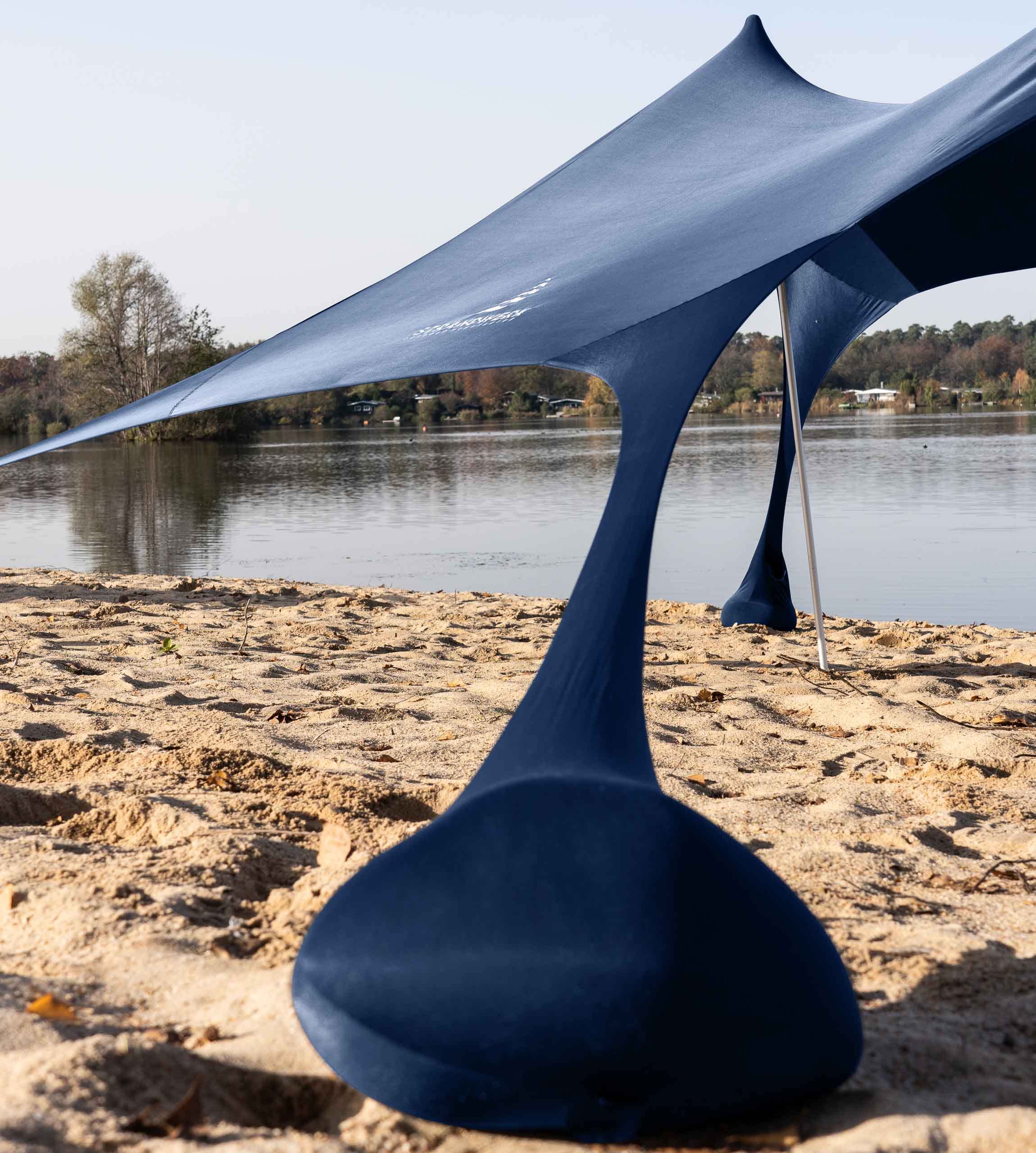 Tenda da spiaggia in lycra di alta qualità, tenda da spiaggia pop-up, con aste in alluminio e ancora di sabbia "Ole", blu scuro