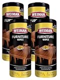 Weiman Wood Cleaner and Polish Wipes - 4 Pack (120 Wipes) - for Furniture to Beautify and Protect No Build-Up Contains Ultra Violet Protection Pleasant Scent Surface Safe - 30 Count Each,30 Count (Pack of 4)