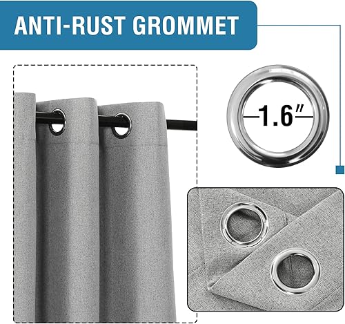 Miniatura 3 de H.VERSAILTEX Cortinas térmicas 100% opacas con aspecto de lino, cortinas térmicas para sala de estar, cortinas de arpillera texturizadas con doble