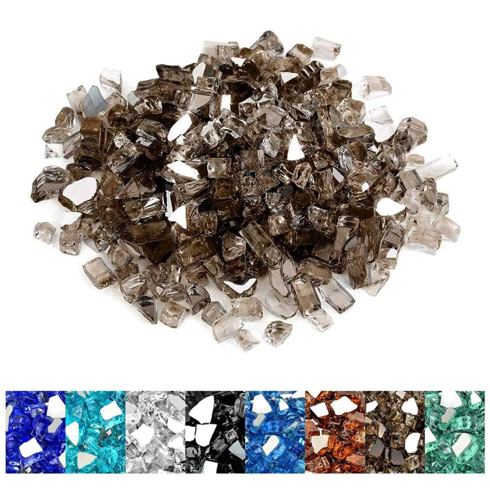 Mr. Fireglass 10 Pounds Fire Glass - 1/4 Inch High Luster Reflective Tempered Glass Rocks for Fireplace Fire Pit Table and Landscaping, Bronze
