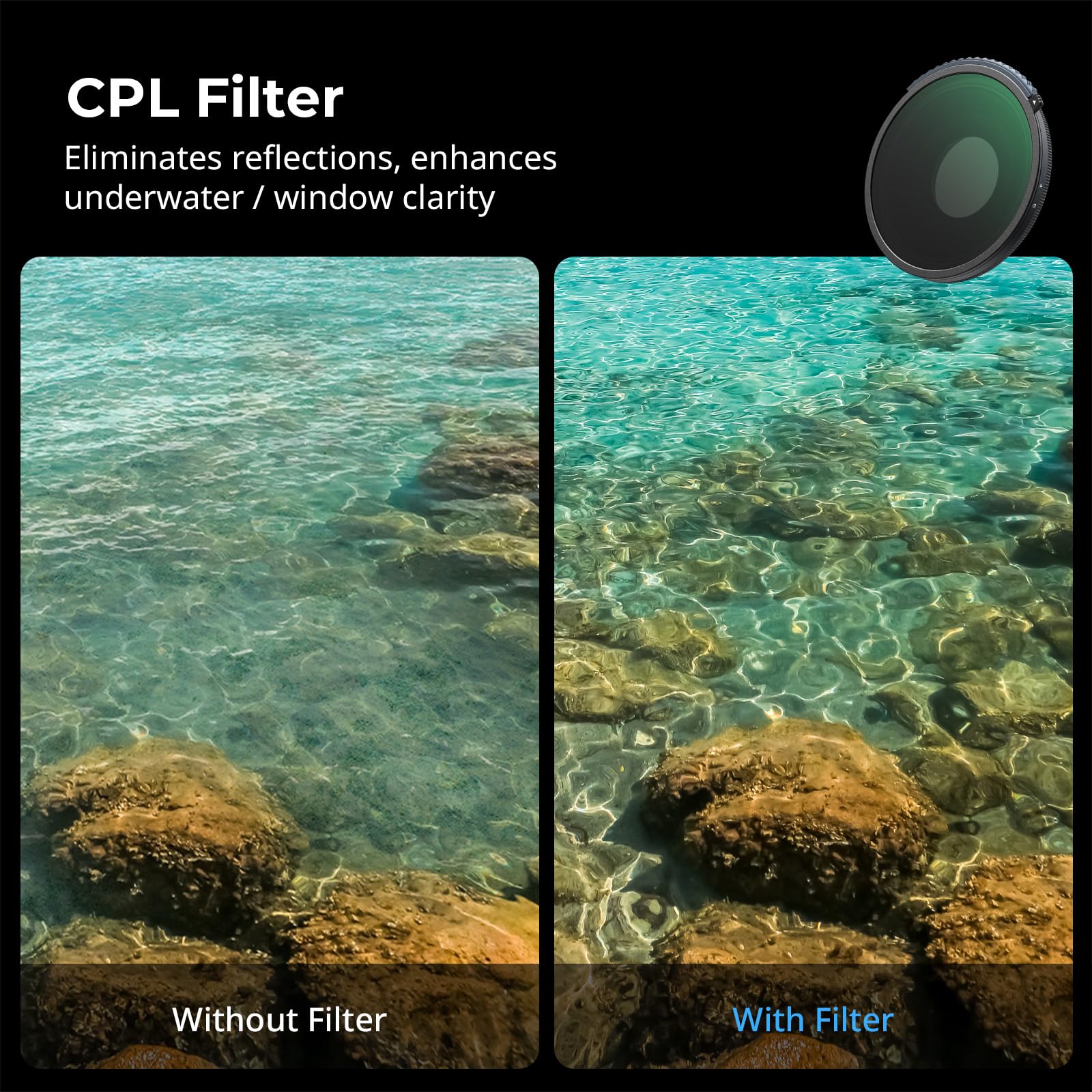 SMALLRIG 2-in-1 CPL/VND 3-5 Filter für DJI Osmo Action 6, Einstellbarer ND8-ND32 & Polarisationsfilter, Action 6 Zubehör für Outdoor- und Action-Videos – 5894