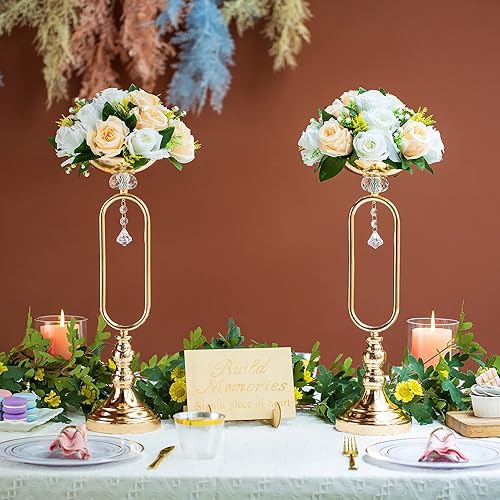 Miniatura 3 de NUPTIO Juego de 10 jarrones de boda y 10 flores artificiales para centros de mesa de boda