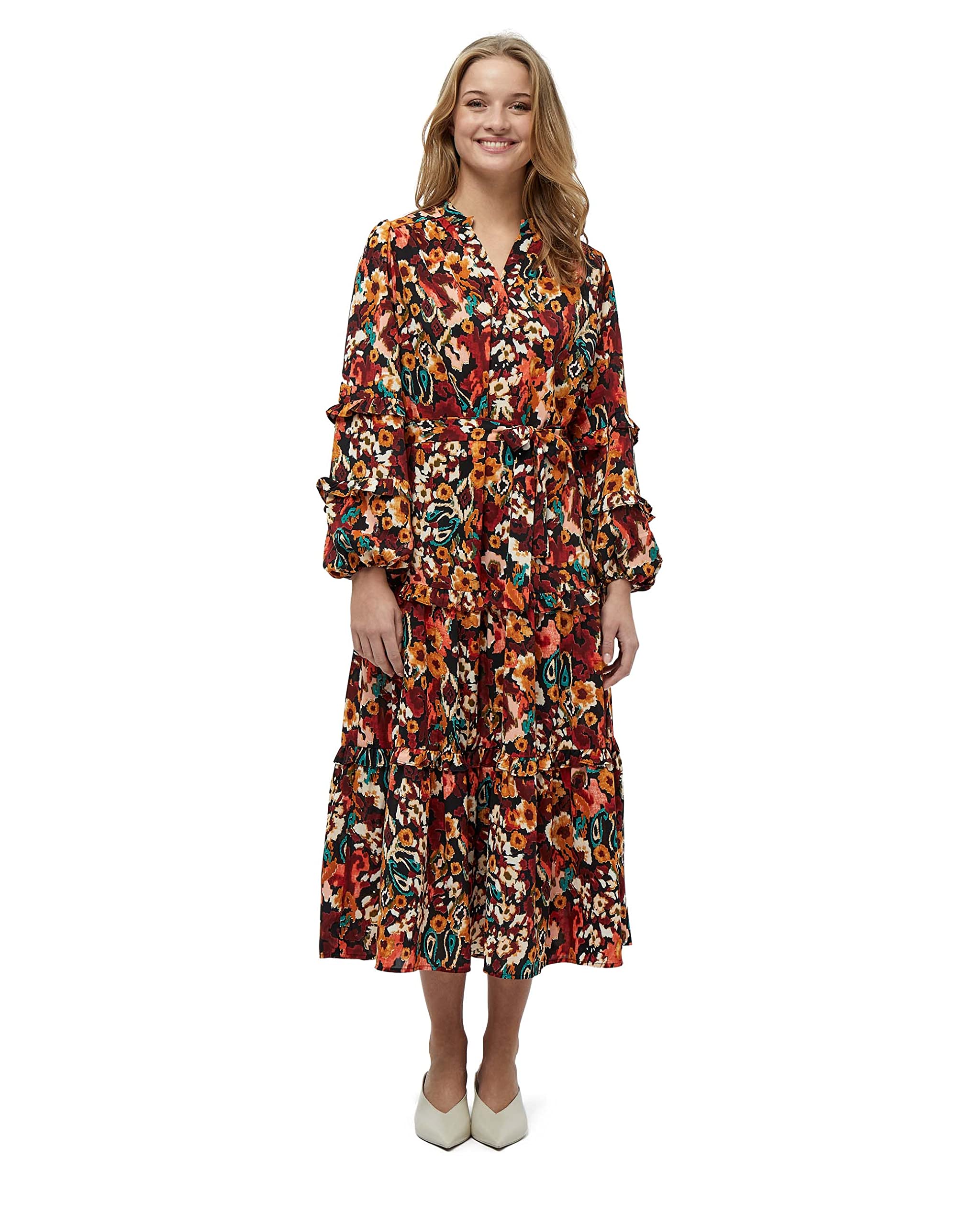 Desires Women's Jaclyn Long Dress 5000P Redwood Print S