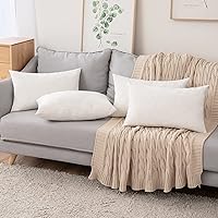 Vista 5 de MIULEE Juego de 2 rellenos de almohada decorativos, almohadas de tela de algodón de plumón y plumas, relleno rectangular para sofá, sala de estar