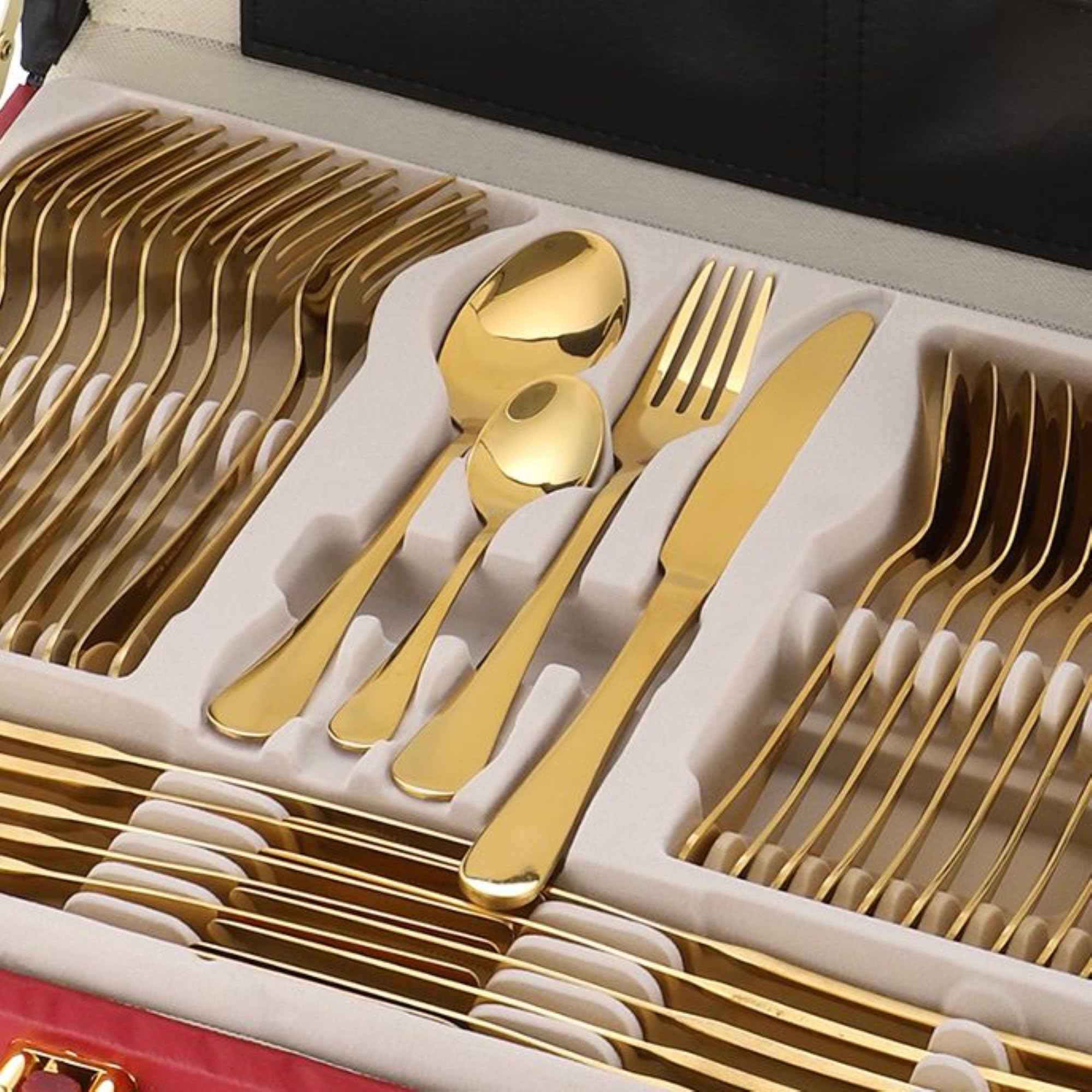 72 teiliges Besteck-Set für 12 Personen aus hochwertigem 18/10 Edelstahl in Gold