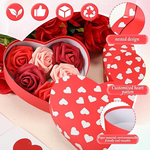 Miniatura 3 de ReliThick Cajas de corazón para el Día de la Madre para flores, cajas de regalo anidables en forma de corazón con tapa, cajas de regalo de cartón
