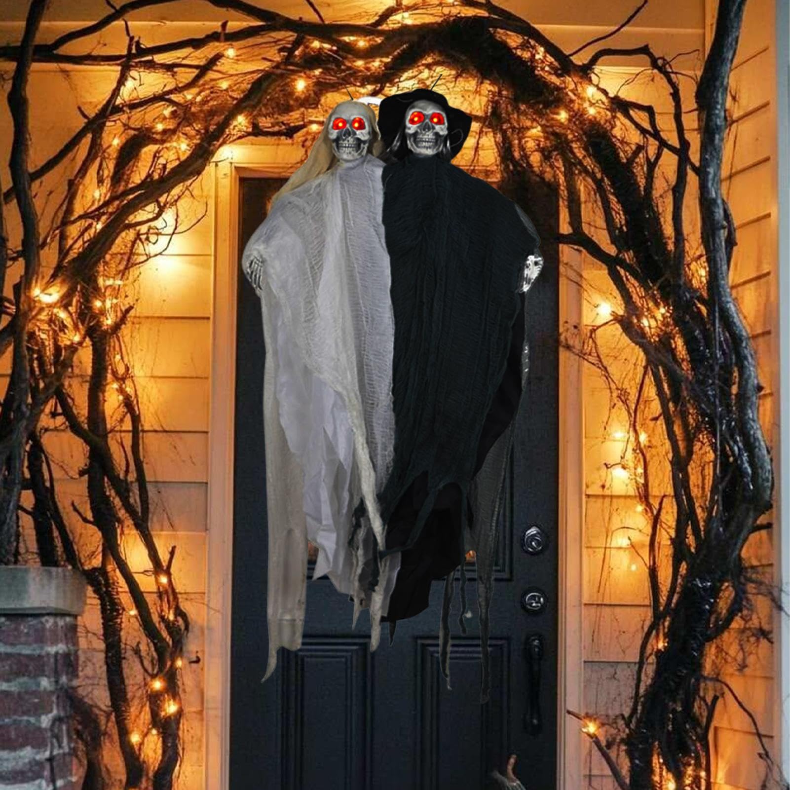Halloween Dekoracje Szkieletowe Horror Rekwizyty z Dźwiękiem Straszna Panna | Dekoracje halloweenowe do pomieszczeń Na Podwórko, Balkon, Trawnik, Patio, Ganek, Ogród, Dziedziniec