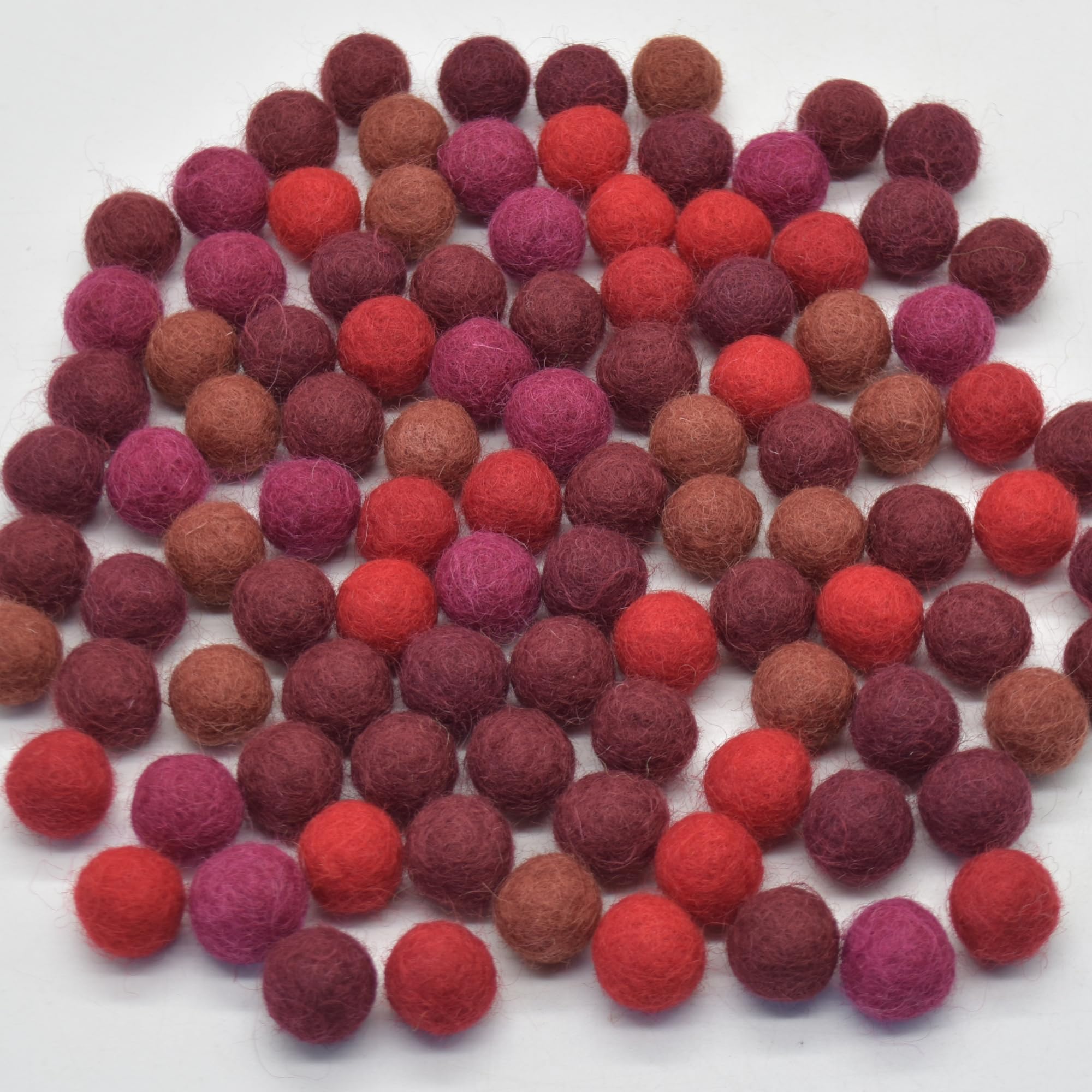 Oriental Direct Red Colours 100% Wool Felt Balls 1.5Cm - 100 Count
