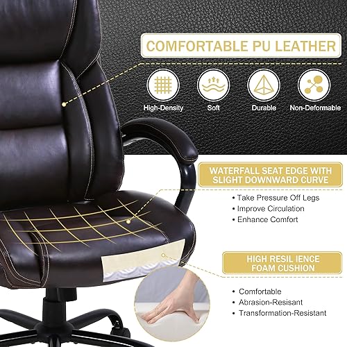 Miniatura 4 de Silla de oficina grande y alta de 500 libras, silla de escritorio ergonómica giratoria de masaje con respaldo alto, silla ancha de computadora de
