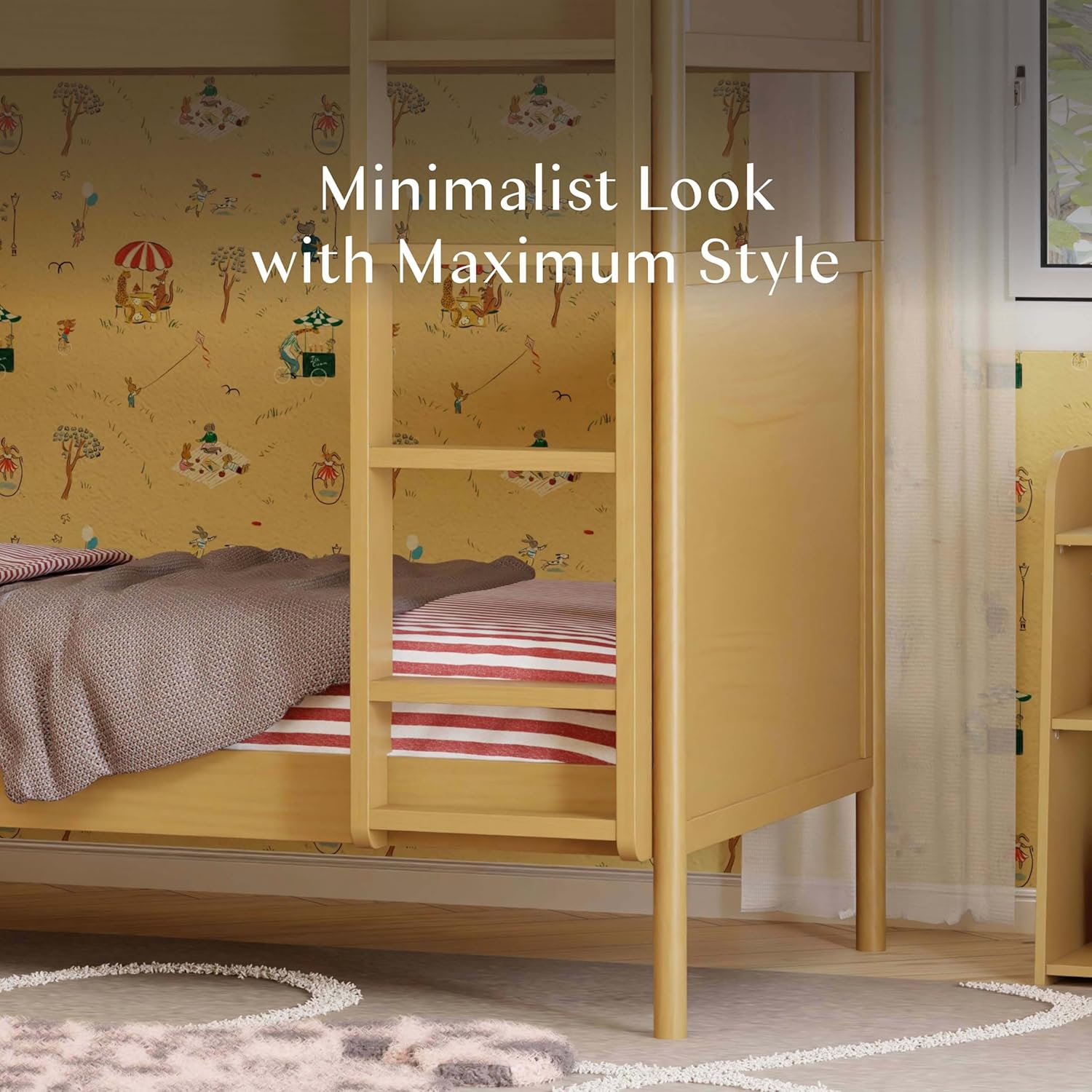 Babyletto Bondi Bunk Bed Twin Over Twin - GREENGUARD Gold Certified Heavy Duty Wood Bunkbeds w/Adjustable Ladder - Convertible to 2 Individual Beds for Kids - Trundle Sold Separately - Honey