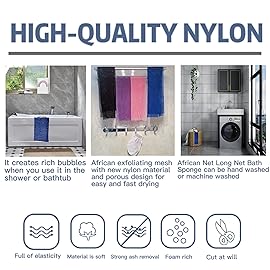 African Exfoliating Net, 4 Pieces African Net Sponge, Nylon African Bath Sponge Net, African Net Long Net Bath Sponge Shower Body Scrubber