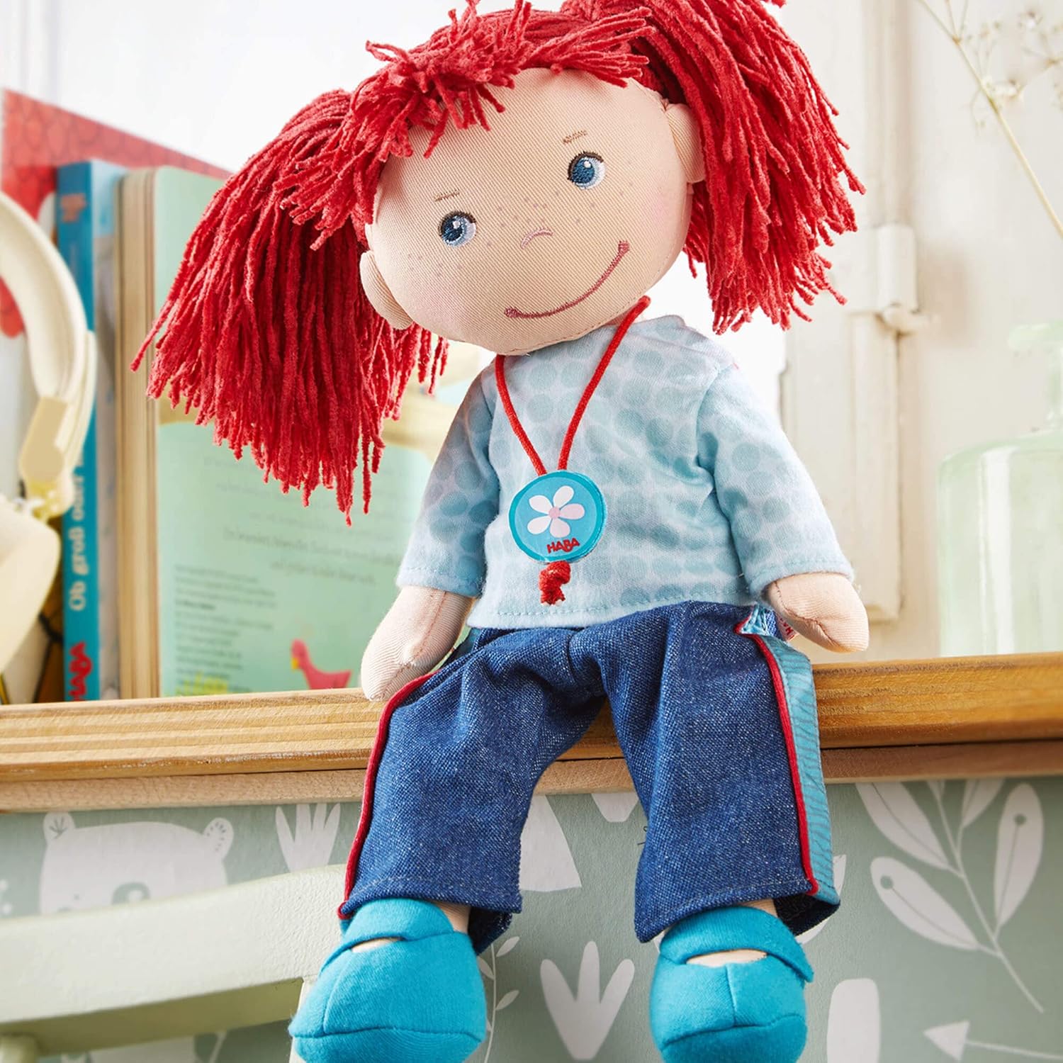 HABA Dress Set Jeans - Denim Pants and Blue Shirt 12" Soft Dolls