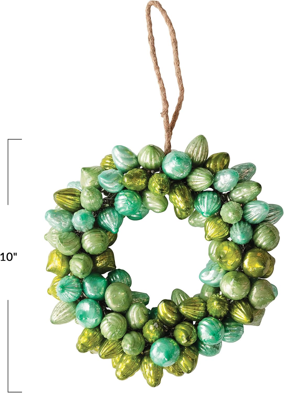 Creative Co-Op 10" Round Mercury Glass Ornament Wreath, Green & Aqua Wall Decor