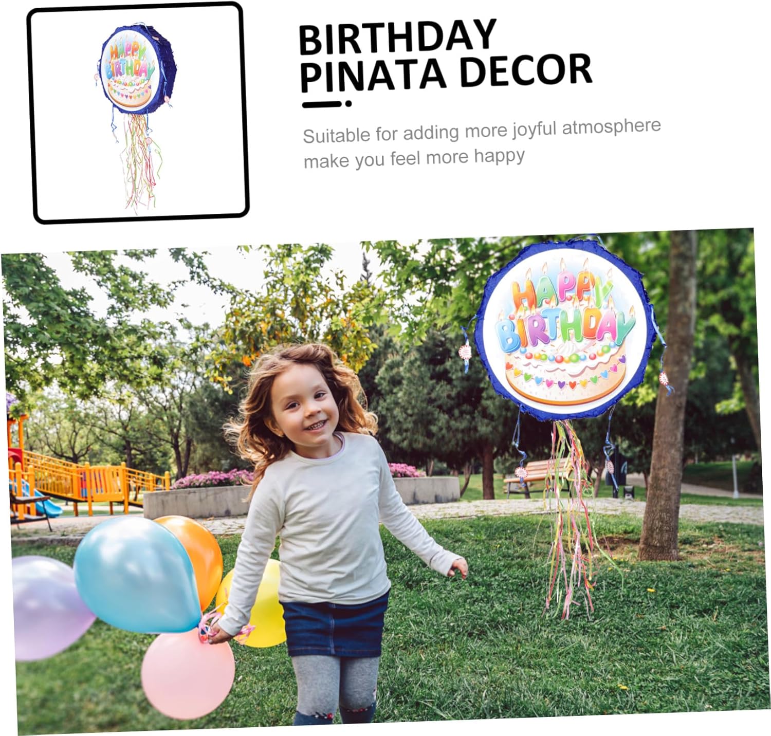 Birthday Cake Pinata Decor for Party Hanging Birthday Decoration Supply Premium Paper Safe Pinata for Indoor Outdoor Games and Candy Filling