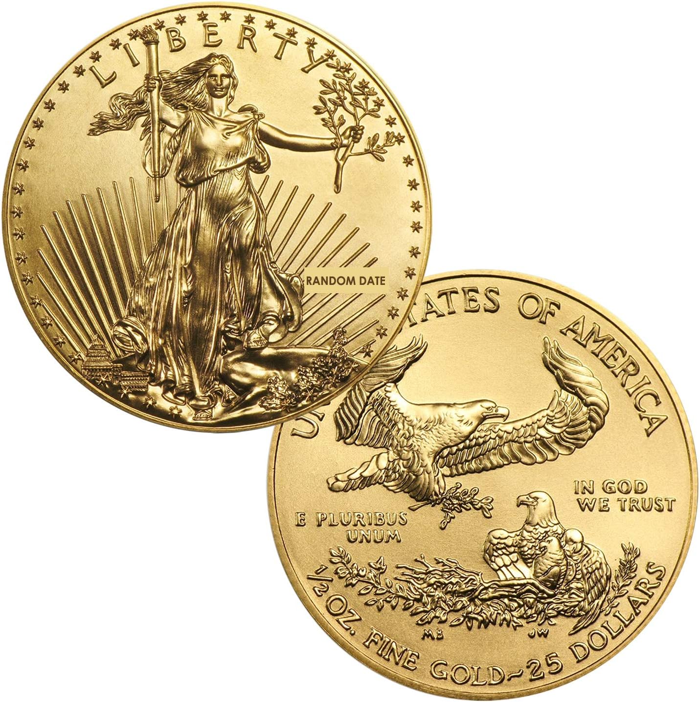 USA $25 1/2oz Gold American Eagle Coin - Brilliant Uncirculated Random Date - United States Mint