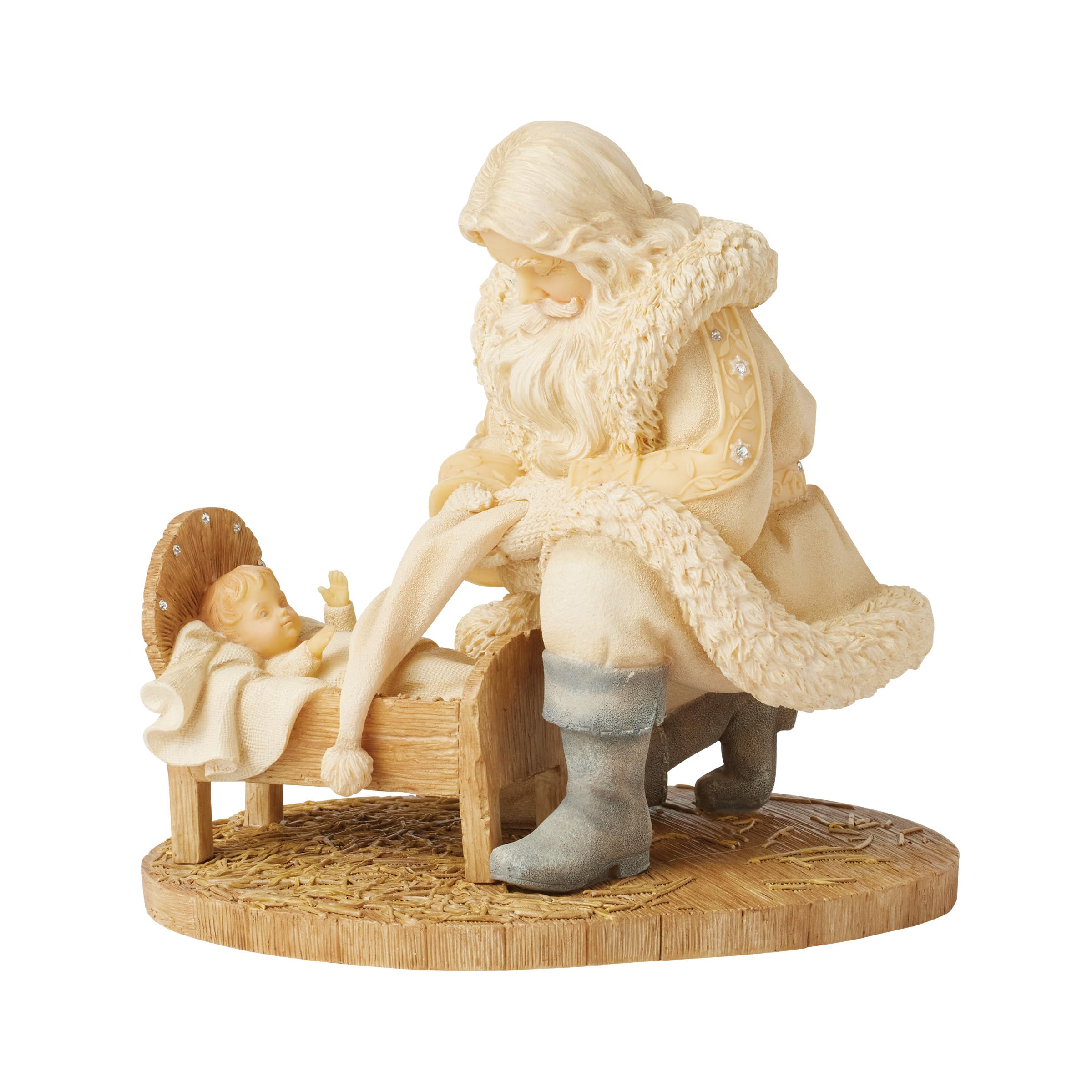 Enesco Foundations Figurine Père Noël agenouillé par bébé Jésus, 13 cm, multicolore