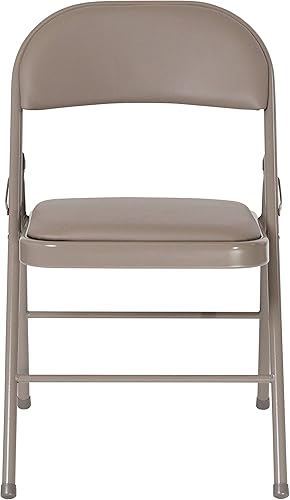 Miniatura 5 de Flash Furniture Paquete de 2 sillas plegables de vinilo gris con doble refuerzo de la serie HERCULES