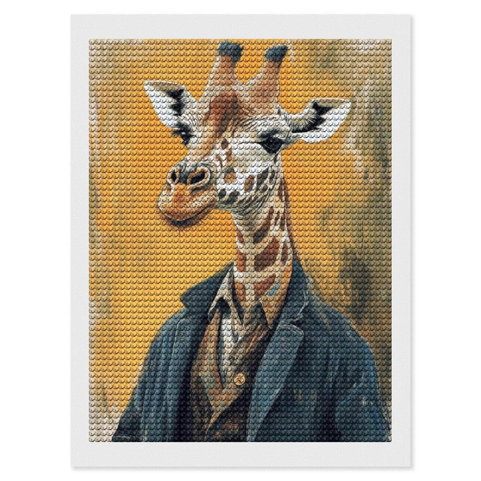 Junmoney Giraffe in Suit Diamond Painting Kit 12"x16", for Women, Simple to Start, Bedroom Decor, Christmas Gift, Good for Quiet Evenings