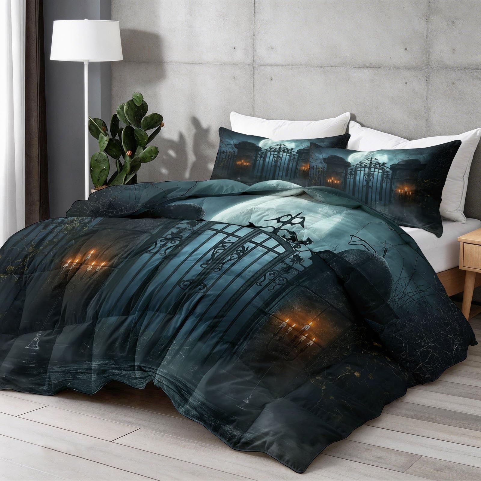 Edredón suave de 135 x 200 cm lavable transpirable diseño gótico