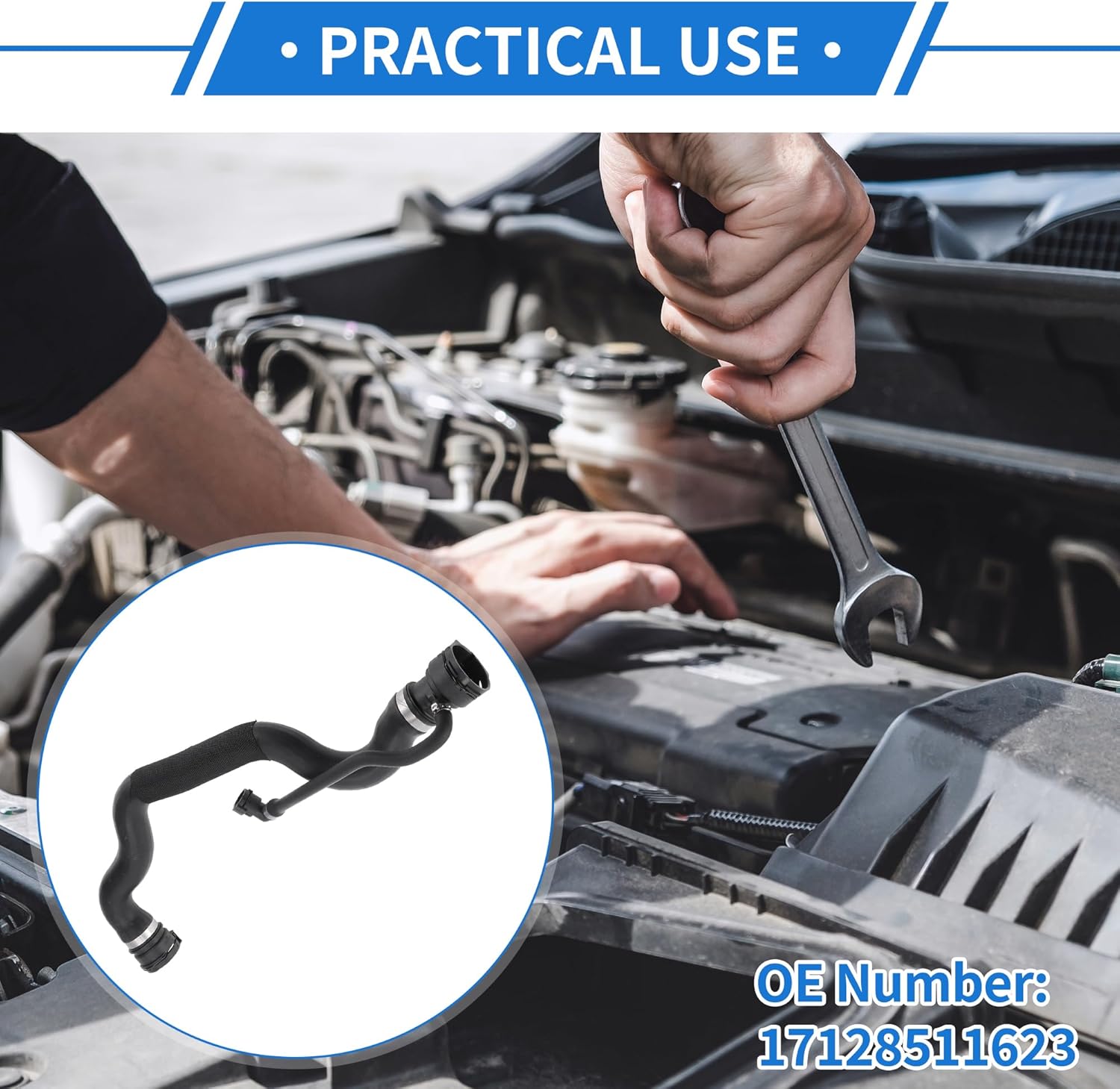 1 Pcs Radiator Hose for BMW X1 E84 2009-2015 Good Sealing Rubber Black Upper Coolant Water Hose