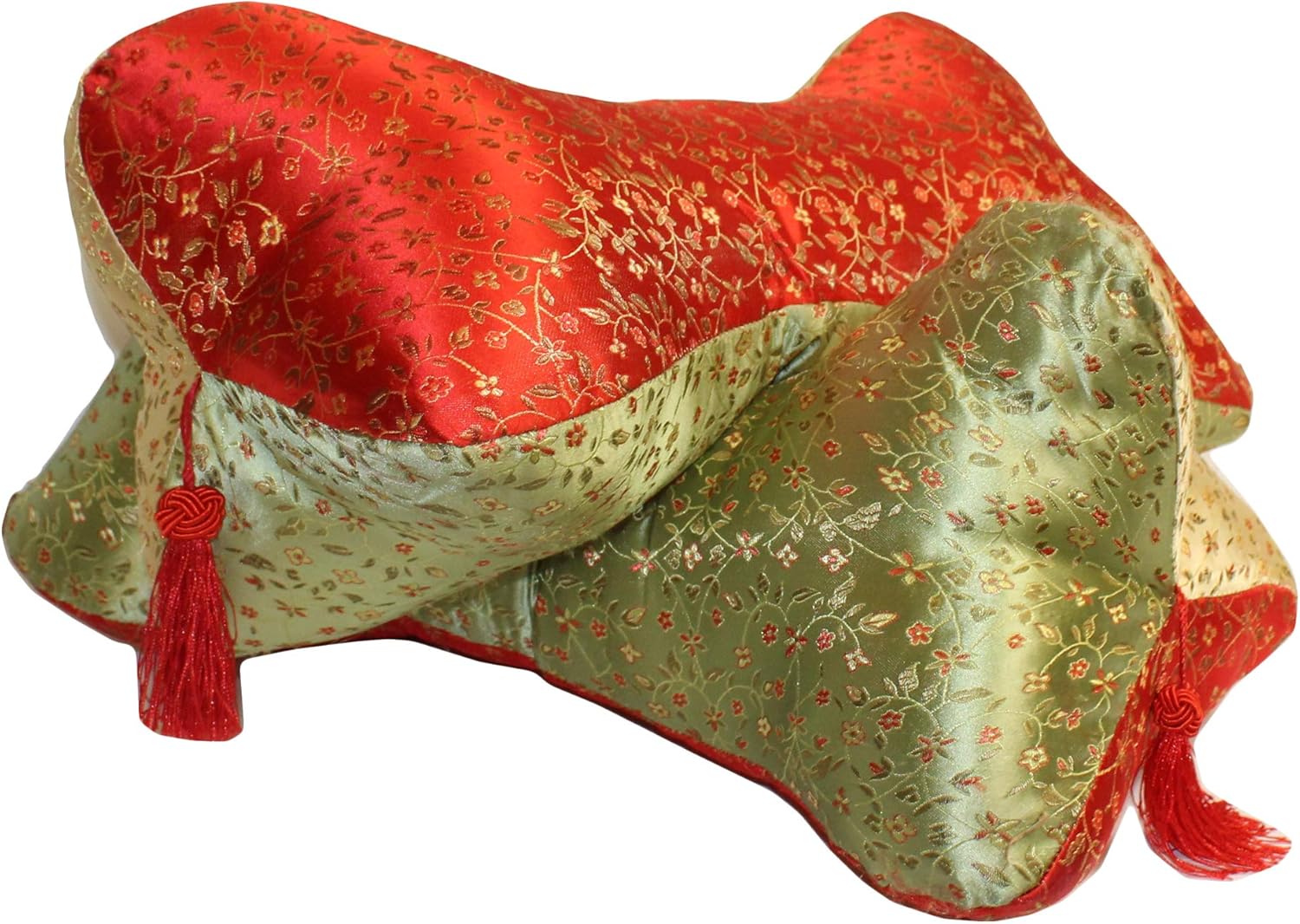 A8 Pair Chinese Oriental Mix Color Triangle Ribbon Shape Fabric Pillow Cushions Aws629