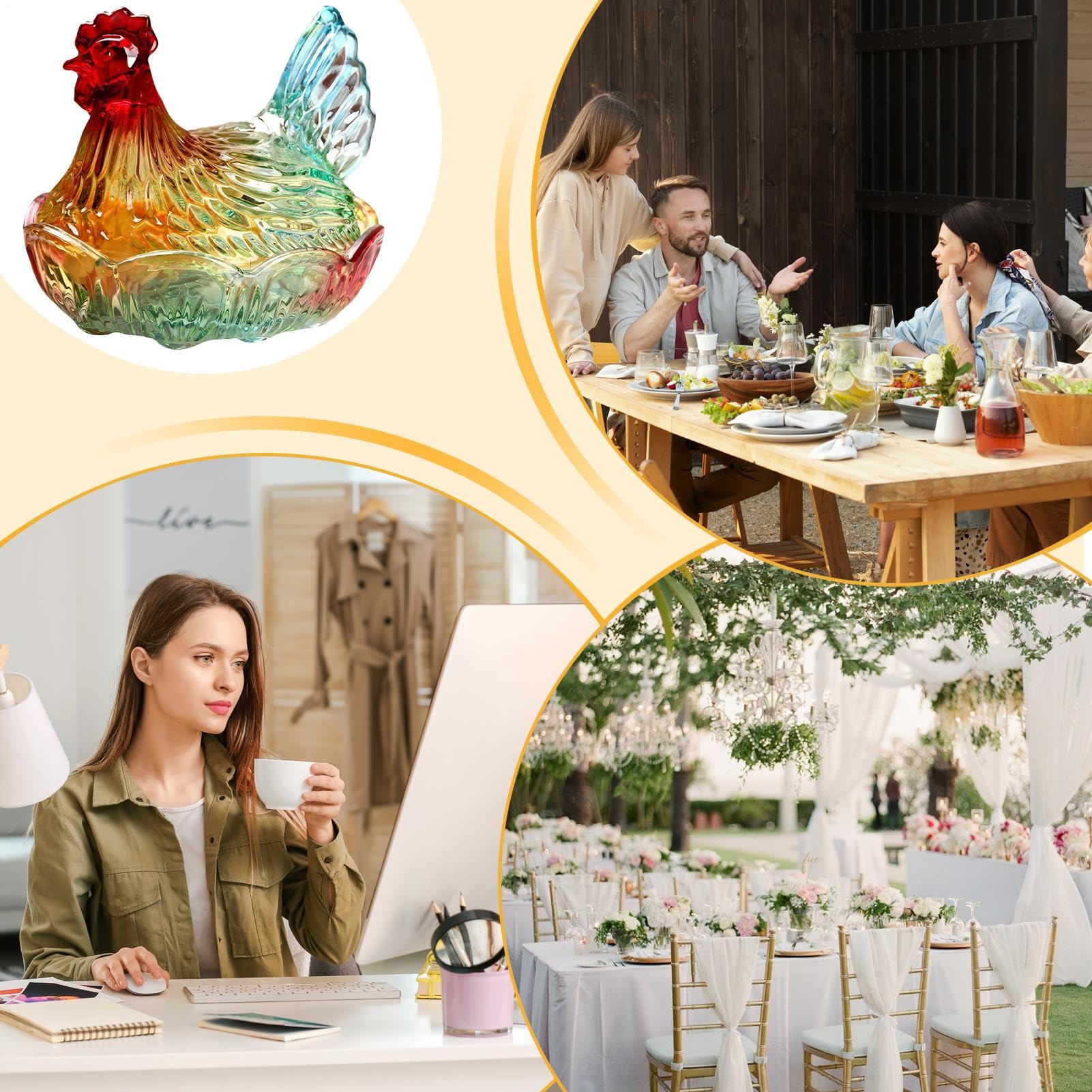 In Vetro Con Gallina Sul Per Snack E Dolci | Per Snack A Forma Di Gallina Per Collezionisti Cucina Soggiorno Camera Studio Bagno Libreria Caffè Ingresso Gioielli