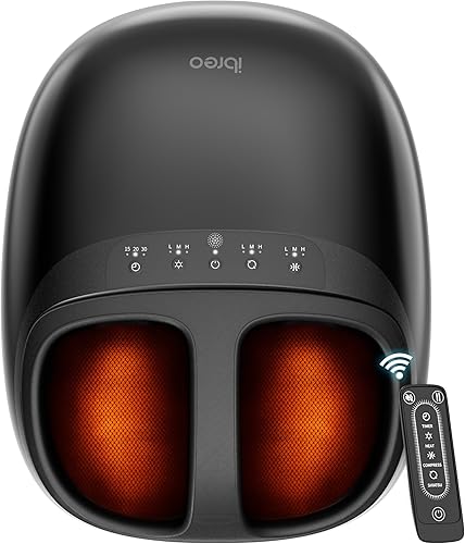 Máquina masajeadora de pies con calor, amasamiento profundo, compresión de aire, control remoto, fascitis plantar, dolor de pies y alivio de presión