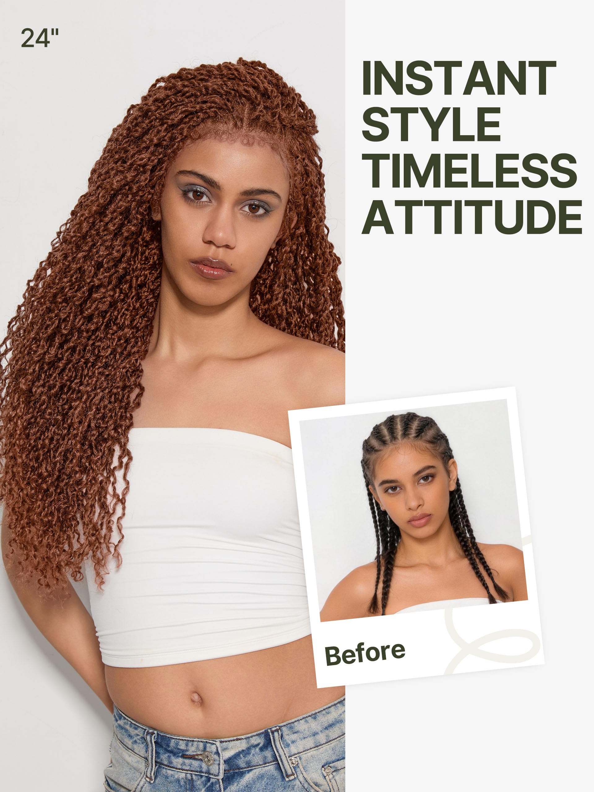 Frodio 24 Inch Boho Twist Curly Synthetic Wig with 13x6 HD Lace