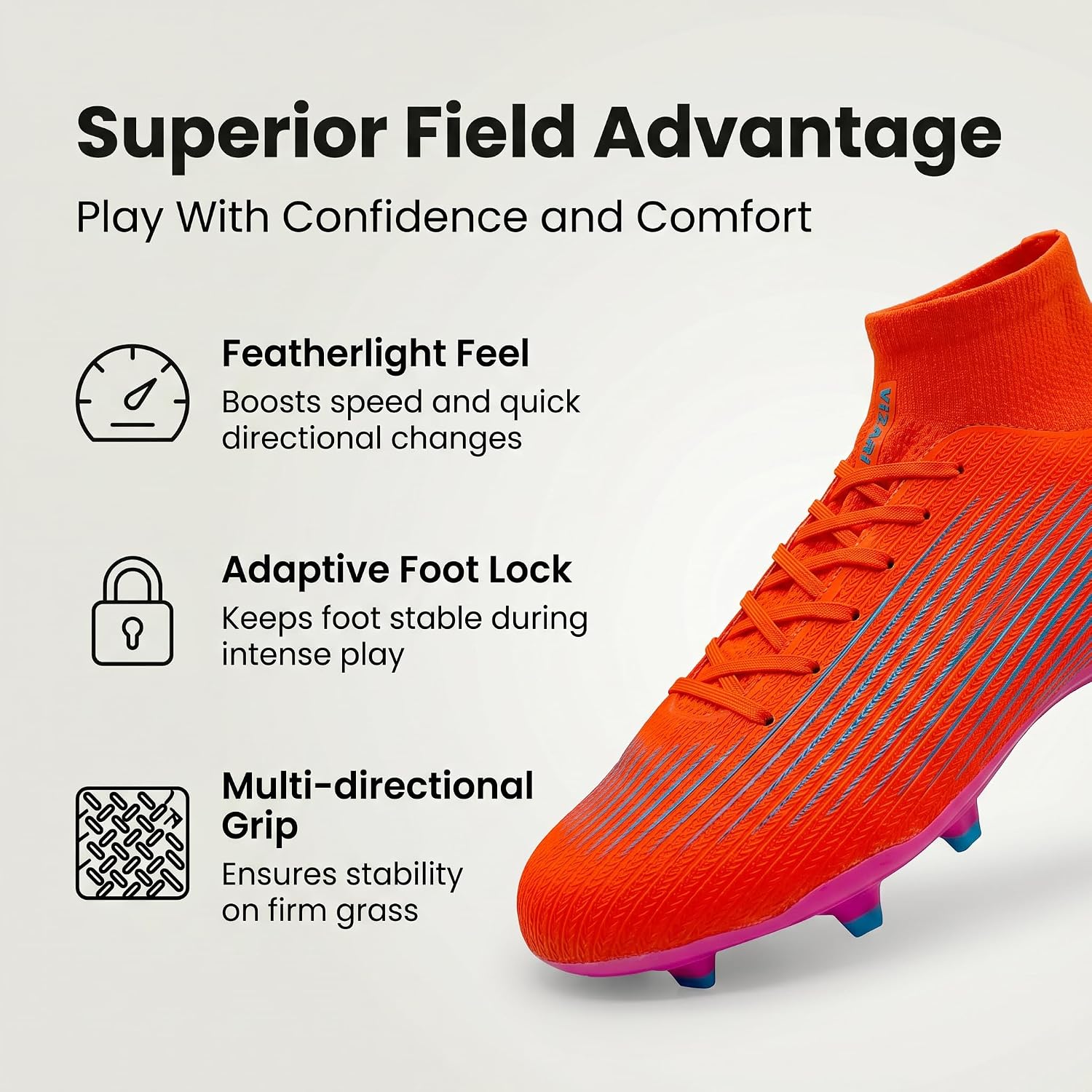 Vizari Terron Adult FG Soccer Cleats - Lightweight Performance Firm Ground Football Boots for Men & Women