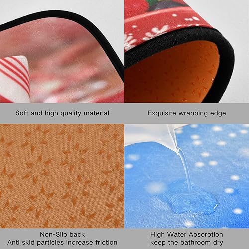 Miniatura 4 de Eionryn Juego de 2 tapetes de cocina de hombre de jengibre de Navidad, bastón de caramelo, tapetes de cocina, antideslizantes, para el suelo de la