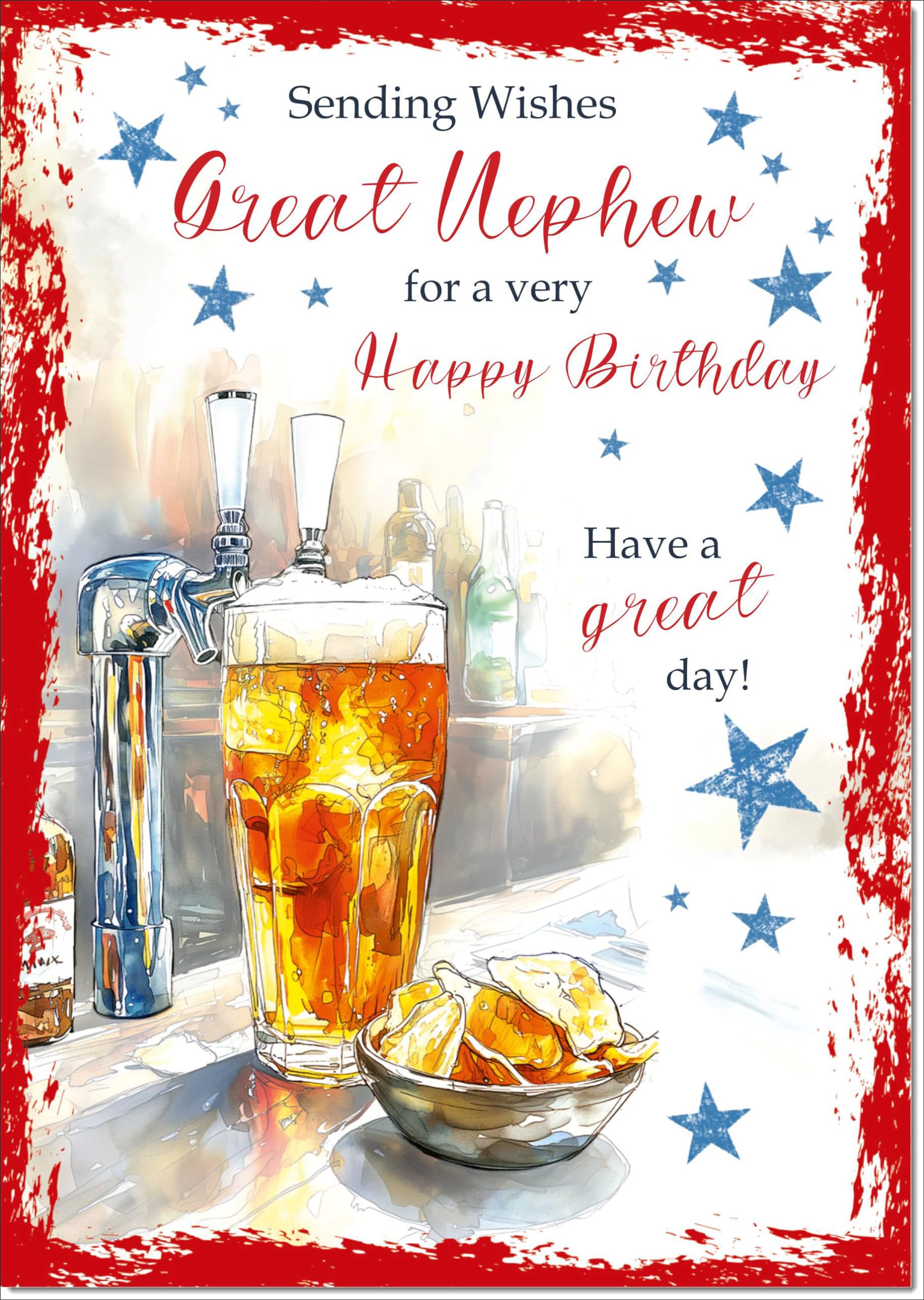 doodlecards Great Nephew Birthday Card Beer Tap and Pint Large A4 Size with Plain Envelope