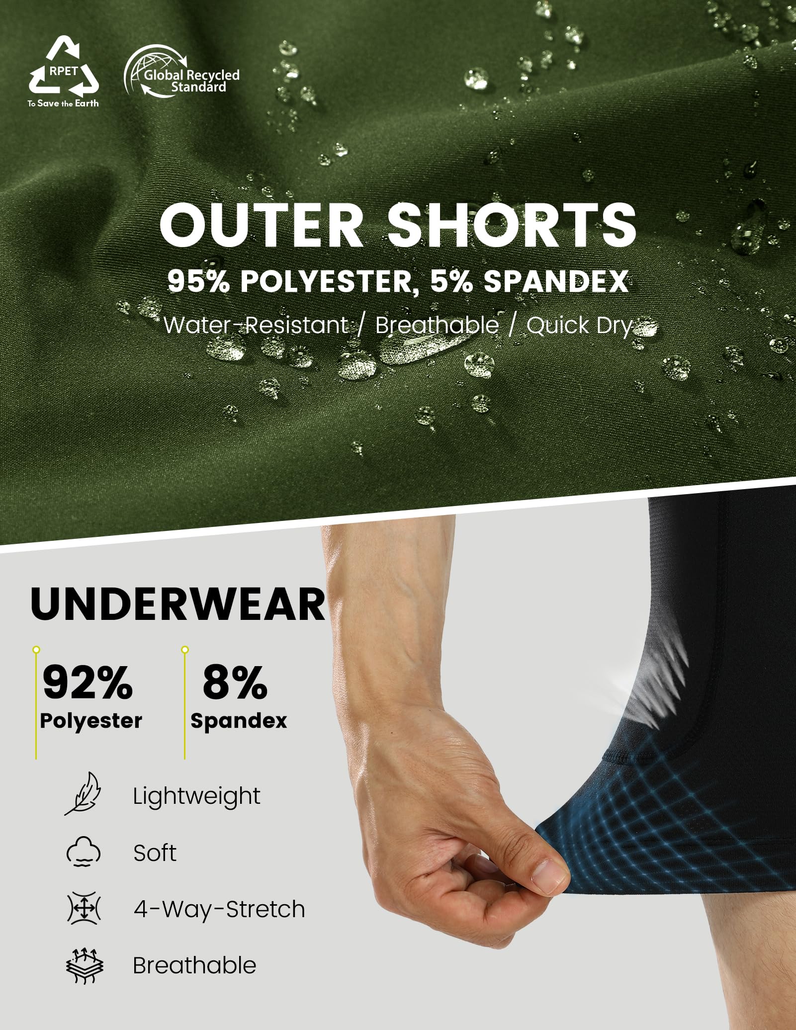 Nepest Pantaloncini da mountain bike da uomo con imbottitura in gel 4D e tasche con cerniera