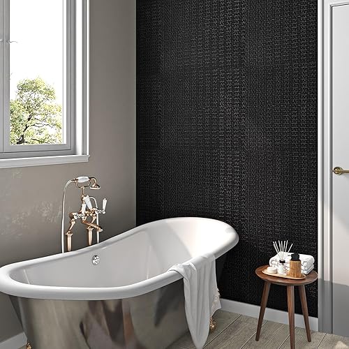 Miniatura 10 de Livelynine Papel pintado texturizado blanco de 15.8 x 394 pulgadas, papel de contacto para gabinetes, papel de pared autoadhesivo para despegar y