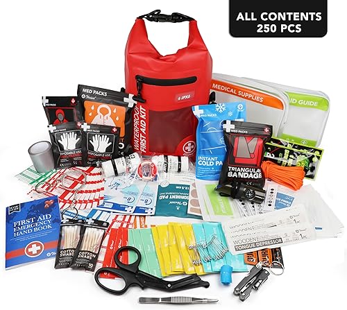 Miniatura 5 de Kit de primeros auxilios impermeable de 250 piezas, bolsa seca reflectante para barco, bolsa seca para barco, kit médico de emergencia, ideal para