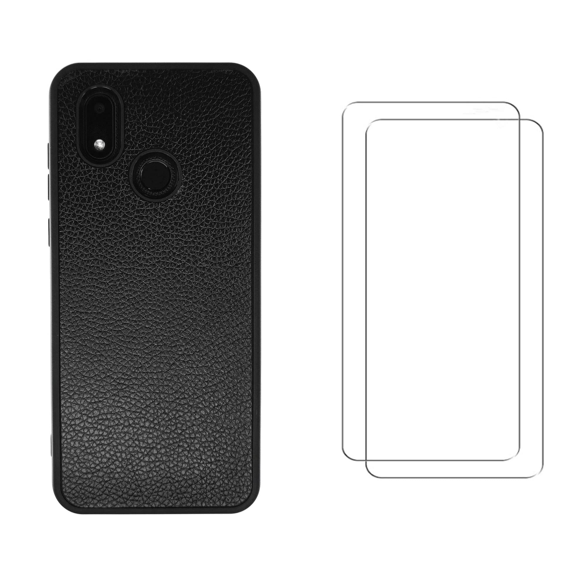 HotPepper Chilaca 6.5" Case Compatible with Hot Pepper Chilaca HPPL60A Leather Phone Case Cover [with 2 Pieces Tempered Glass Screen Protector][PU Leather + Soft Silicone] Black