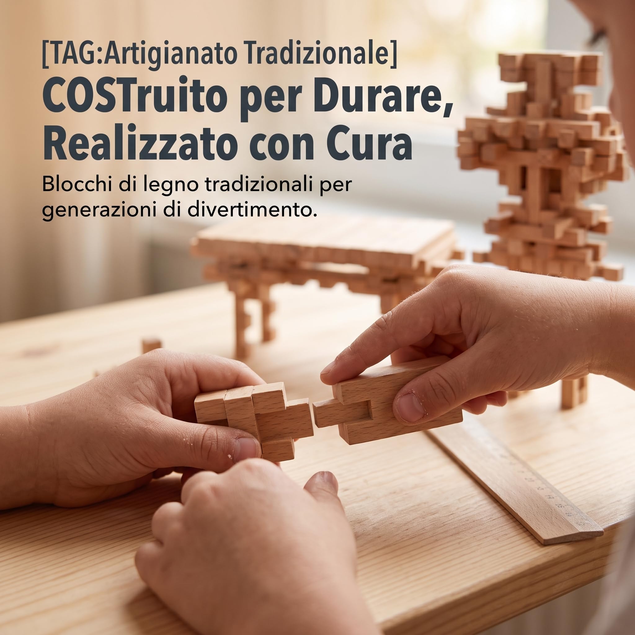 Blocchi di Costruzione in Legno, Puzzle e Rompicapo Educativi per Bambini 7-14 Anni, Cinese tradizionale; 42 pezzi